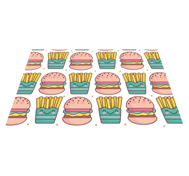 Individuais de mesa infantis padrão de hambúrguer feliz - TenStickers