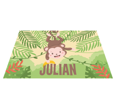 Individuais de mesa em vinil com nome Pequeno macaco no galho - TenStickers