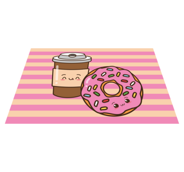 Individuais de mesa infantis donut de café fofo - TenStickers