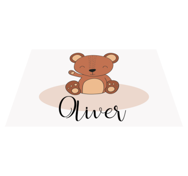 Individuais de mesa em vinil com nome Urso de pelúcia fofo com no - TenStickers