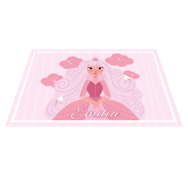 Individuais de mesa em vinil infantis Princesa rosa com nuvem - TenStickers