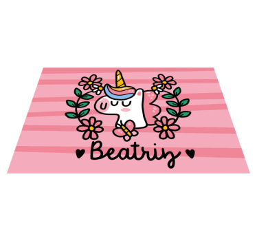Individuais de mesa infantis unicórnio lúdico com flores - TenStickers