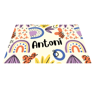 Individuais de mesa infantis com padrões de nomes coloridos - TenStickers