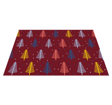 Individuais de mesa de natal com padrão de árvore colorida - TenStickers