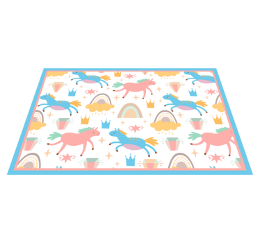 Individuais de mesa infantis unicórnios coloridos correndo - TenStickers