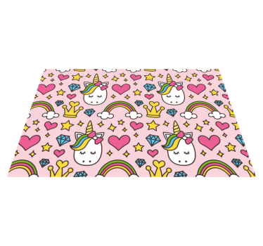 Individuais de mesa infantis com padrão de unicórnio fofo - TenStickers
