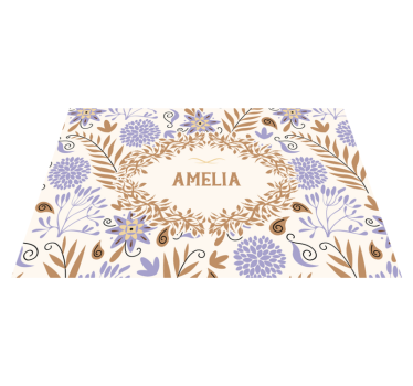 Individuais de mesa em vinil com nome Flores vintage pintadas à m - TenStickers
