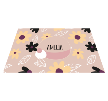 Individuais de mesa em vinil com nome Flores modernas coloridas - TenStickers