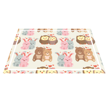 Individuais de mesa em vinil infantis Urso coruja coelho lindo - TenStickers