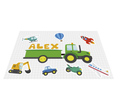 Individuais de mesa com nome diferentes transportes  - TenStickers