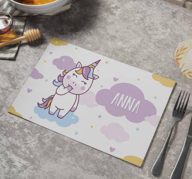 Individuais de mesa infantis Unicórnio personalizável - TenStickers