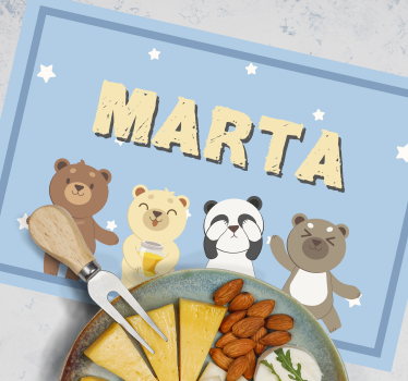 Crianças adoráveis urso personalizáveis individuais de mesa de vi - TenStickers