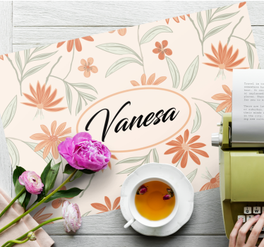Individuais de mesa com nome arranjo botânico personalizado - TenStickers