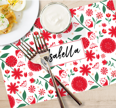 Individuais de mesa com nome arte floral personalizada - TenStickers