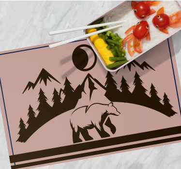 Individuais de mesa com nome cena de silhueta de urso - TenStickers