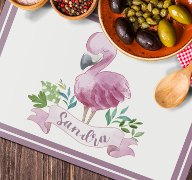 Individuais de mesa com nome flamingo com laço - TenStickers