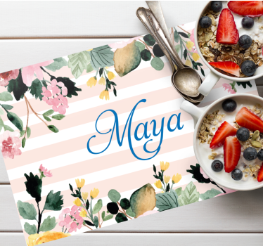 Individuais de mesa com nome floral personalizado - TenStickers