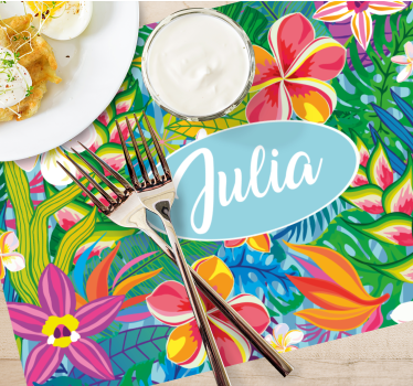 Individuais de mesa com nome floral tropical personalizado - TenStickers