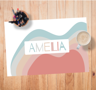Individuais de mesa com nome personalização colorida - TenStickers