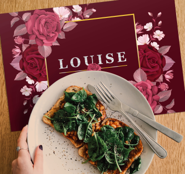 Individuais de mesa com nome personalizável Rosas - TenStickers
