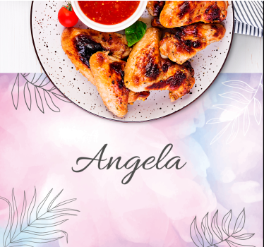 Individuais de mesa com nome prato floral elegante - TenStickers