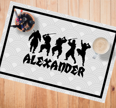 Individuais de mesa com nome silhuetas de ninja warrior - TenStickers