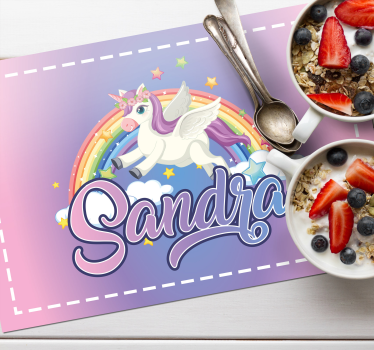 individuais de mesa customizáveis das crianças do unicórnio bonit - TenStickers