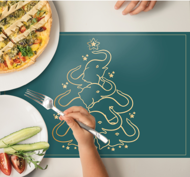 Individuais de mesa de natal Árvore elegante de elefante - TenStickers