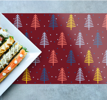 Individuais de mesa de natal com padrão de árvore colorida - TenStickers
