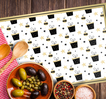 Individuais de mesa de natal com padrão de presente festivo - TenStickers