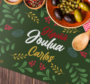 Individuais de mesa de natal com padrão verde festivo - TenStickers