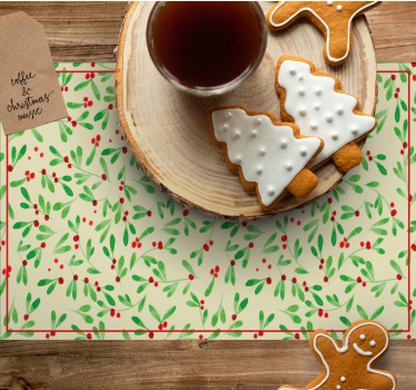 Individuais de mesa de Natal padrão de folha festivo - TenStickers