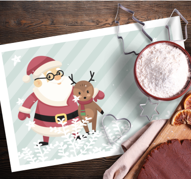 Individuais de mesa de natal papai noel com renas - TenStickers