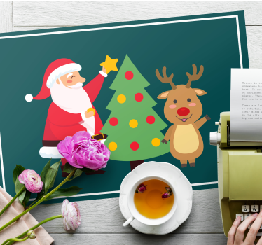 Individuais de mesa de natal papai noel e renas - TenStickers