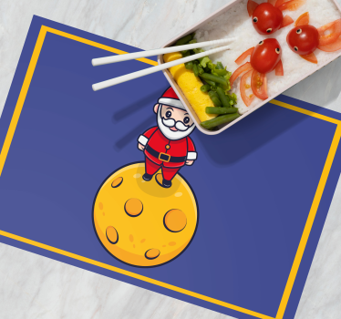 Individuais de mesa de natal papai noel na lua - TenStickers