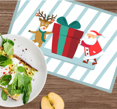 Individuais de mesa de natal presente do papai noel e rena - TenStickers