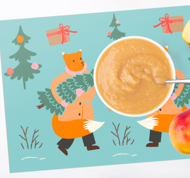 Individuais de mesa de natal raposa festiva com Árvore - TenStickers