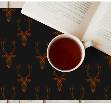 Individuais de mesa de natal silhuetas de rena xadrez - TenStickers