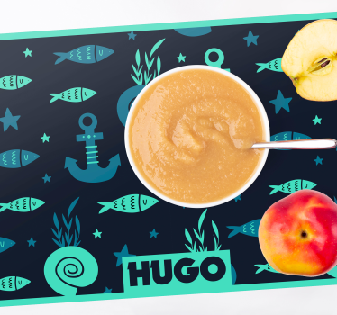 Individuais de mesa de peixes Peixe e âncora no mar - TenStickers