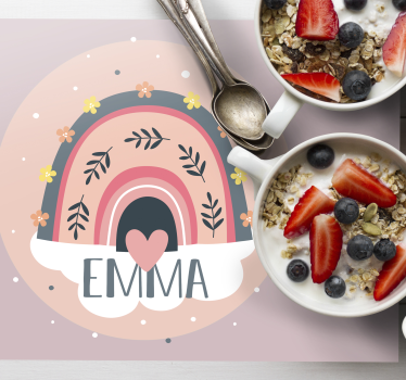 Individuais de mesa em vinil com nome Arco-íris com nomes para cr - TenStickers