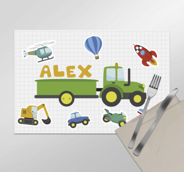Individuais de mesa com nome diferentes transportes  - TenStickers