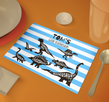 Individuais de mesa em vinil com nome Dinossauros com nomes - TenStickers