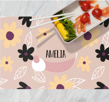 Individuais de mesa em vinil com nome Flores modernas coloridas - TenStickers