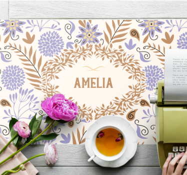 Individuais de mesa em vinil com nome Flores vintage pintadas à m - TenStickers