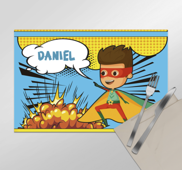 Individuais de mesa com nome herói Super Comico - TenStickers