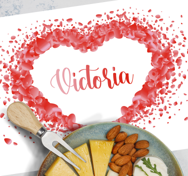 Individuais de mesa em vinil com nome Pétalas formando coração co - TenStickers