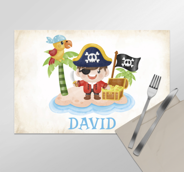 Individuais de mesa com nome pirata desenhado animado - TenStickers