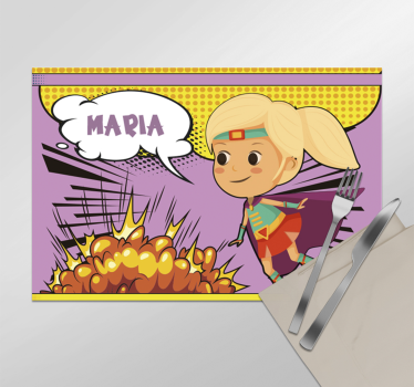 Individuais de mesa com nome super-heroína cômica - TenStickers
