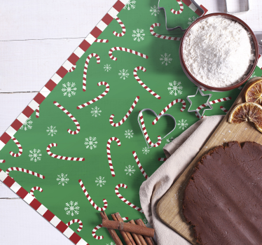 Individuais de mesa em vinil de Natal Bengala doce verde - TenStickers