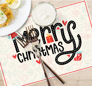 Individuais de mesa em vinil de Natal Bordado de feliz natal - TenStickers